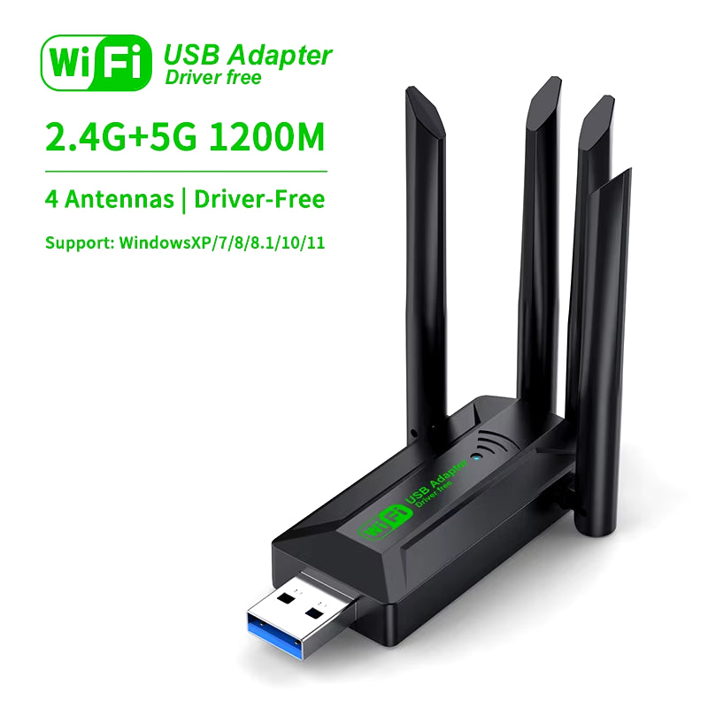 1200Mbps Dual-Band USB WiFi Adapter with 4 Antennas – Zynexo