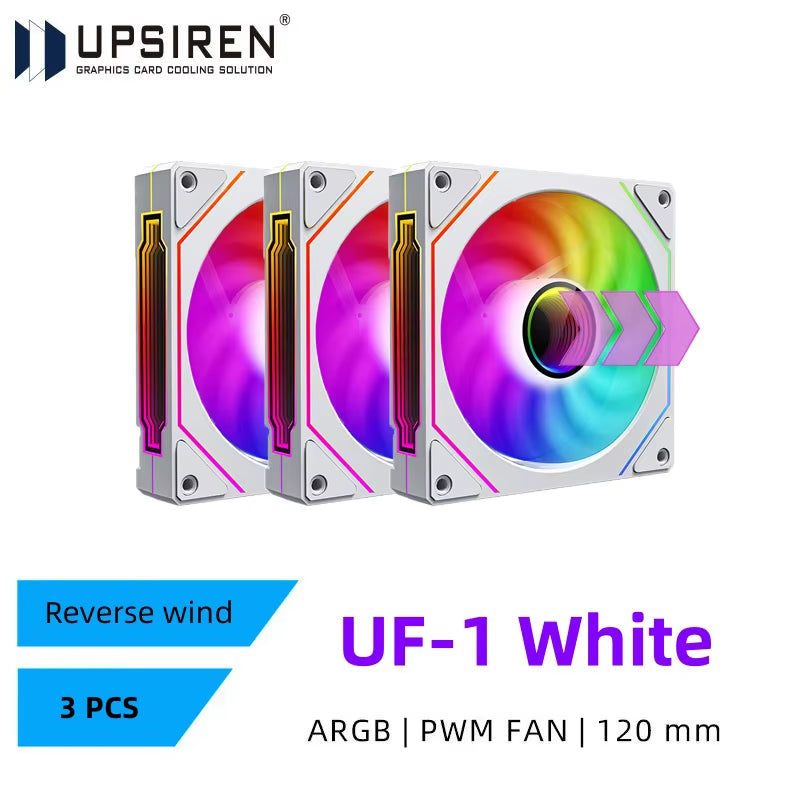 UPSIREN UF-1 PRISM 4 PRO Computer Chassis Fan 12Cm ARGB 4 Pin PWM Quiet Cooling Fan 12V Large Air Volume 45.2CFM/600-1500RPM