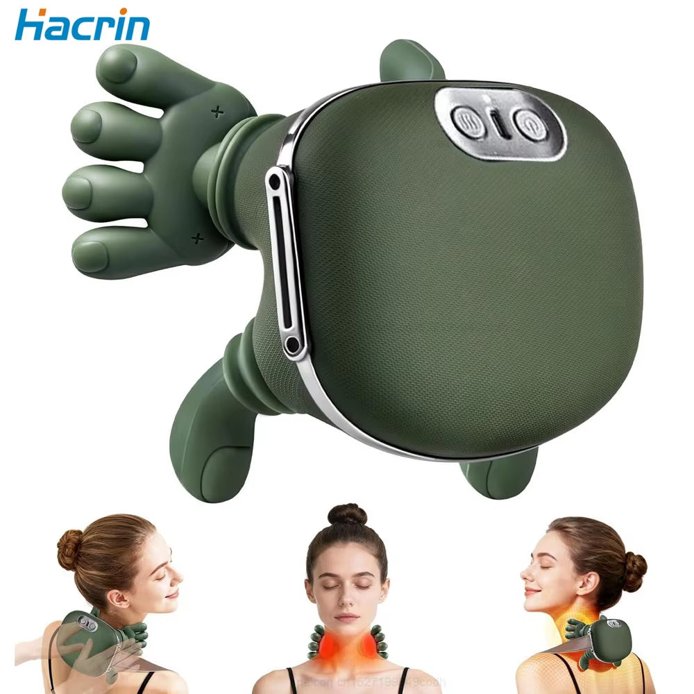 Neck Massager with Heat Portable Neck Massager with 4D Kneading Deep Tissue Massage for Shoulder and Cervical Pain Relief