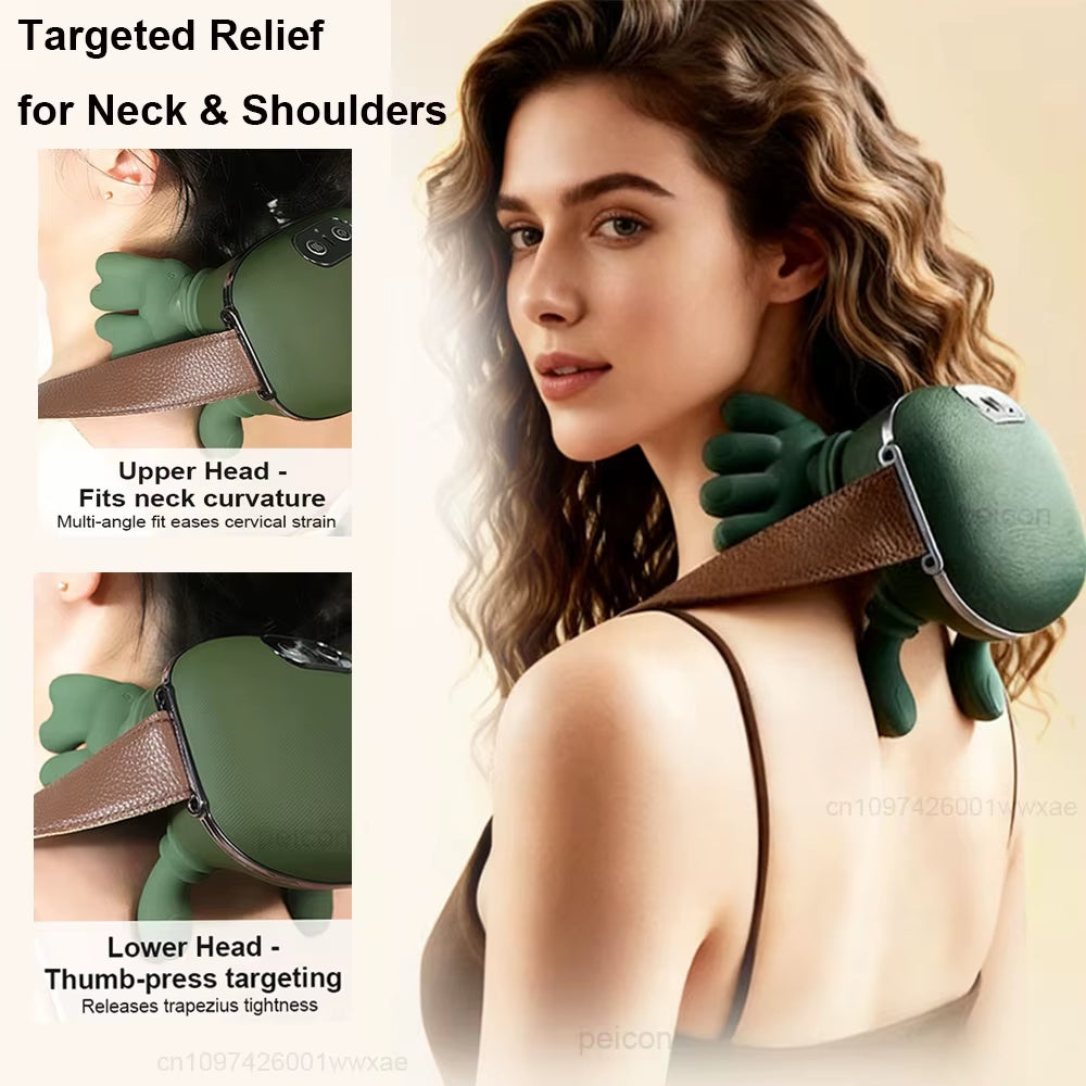 Neck Massager with Heat Portable Neck Massager with 4D Kneading Deep Tissue Massage for Shoulder and Cervical Pain Relief
