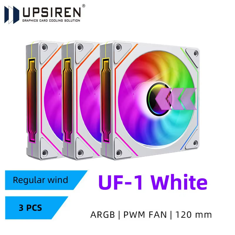 UPSIREN UF-1 PRISM 4 PRO Computer Chassis Fan 12Cm ARGB 4 Pin PWM Quiet Cooling Fan 12V Large Air Volume 45.2CFM/600-1500RPM