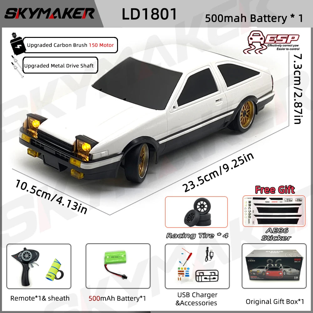 1:18 Scale RC Drift Car with Gyroscope & LED Lights – Zynexo