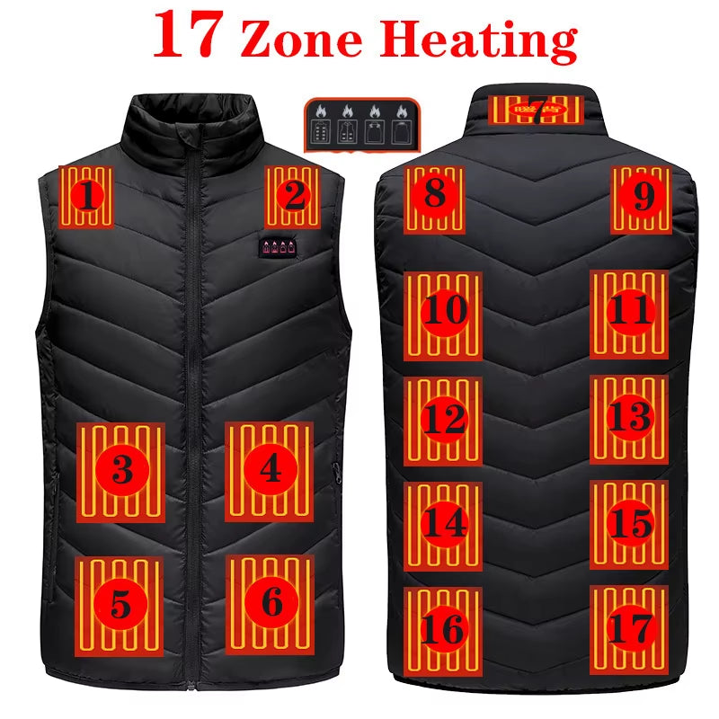 17 Areas Usb Heated Jacket Men Women Electric Heated Vest Heating Vest Heated Bodywarmer Usb Inner Heat Vest Veste Chauffante