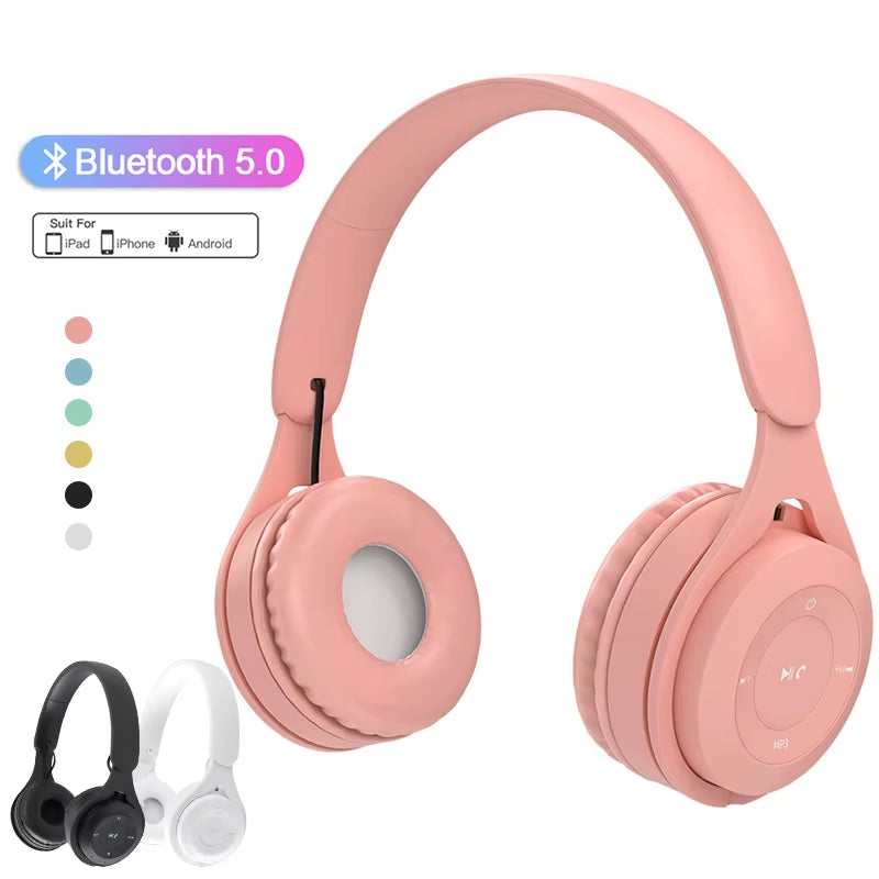 Headphones Kids Wireless Bluetooth Earphones Stereo Foldable Helmets Gaming Headsets Over-Ear Headphones for Android Ios