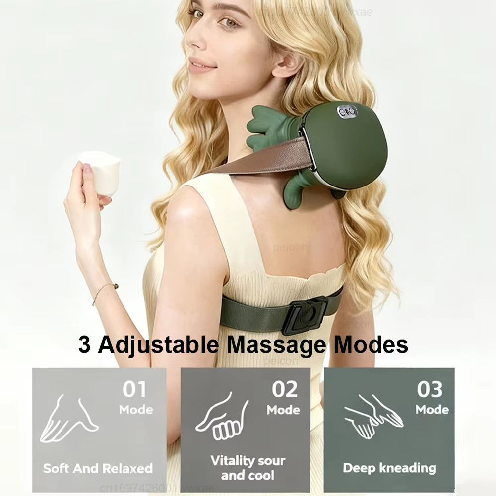 Neck Massager with Heat Portable Neck Massager with 4D Kneading Deep Tissue Massage for Shoulder and Cervical Pain Relief