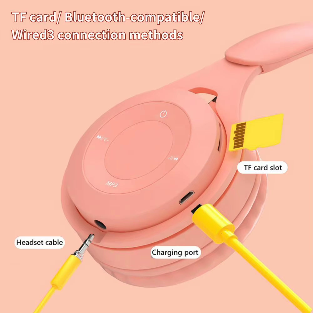 Headphones Kids Wireless Bluetooth Earphones Stereo Foldable Helmets Gaming Headsets Over-Ear Headphones for Android Ios