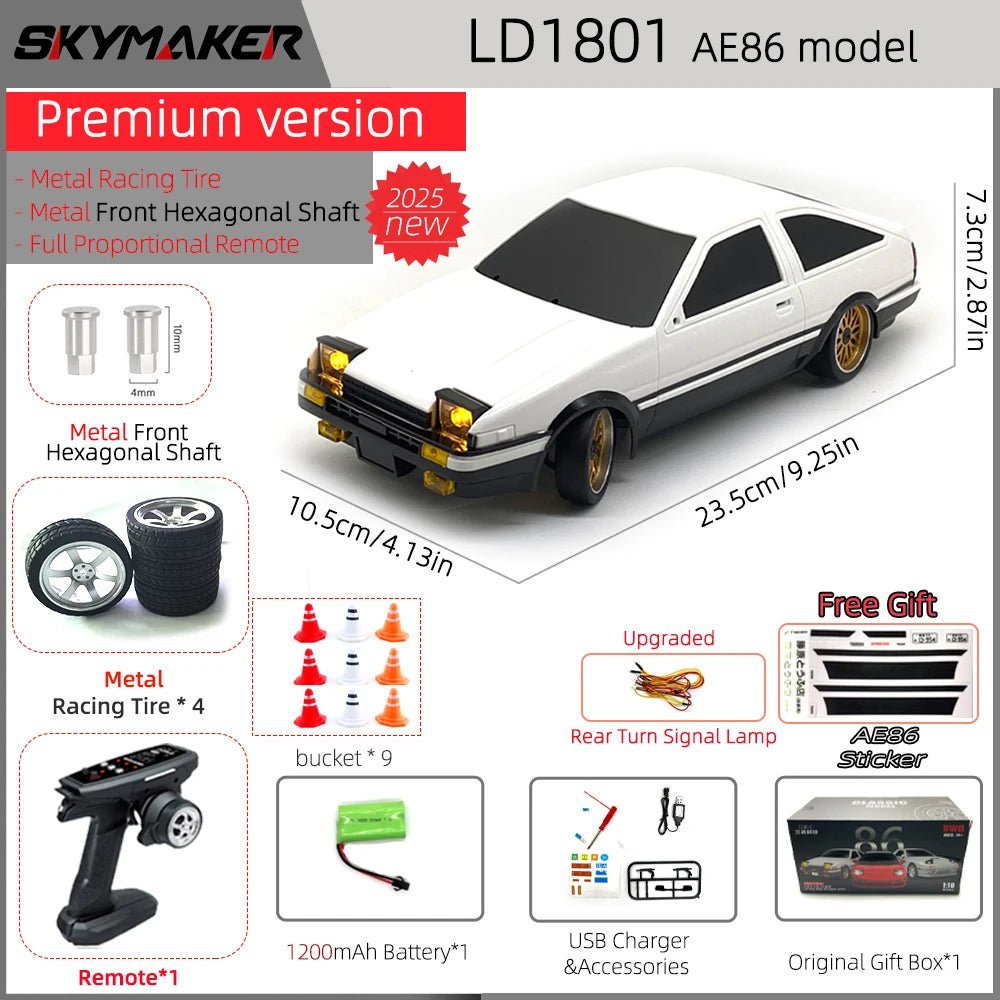 1:18 Scale RC Drift Car with Gyroscope & LED Lights – Zynexo