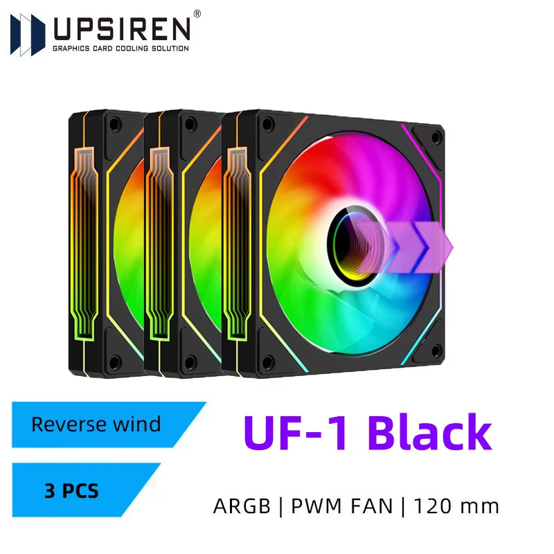 UPSIREN UF-1 PRISM 4 PRO Computer Chassis Fan 12Cm ARGB 4 Pin PWM Quiet Cooling Fan 12V Large Air Volume 45.2CFM/600-1500RPM