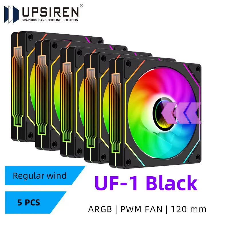 UPSIREN UF-1 PRISM 4 PRO Computer Chassis Fan 12Cm ARGB 4 Pin PWM Quiet Cooling Fan 12V Large Air Volume 45.2CFM/600-1500RPM