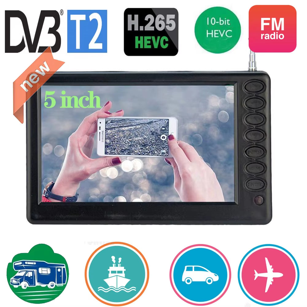 LEADSTAR Rechargeable D5 5 Inch 800*480 Portable Mini Tv with DVB-T2 ATSC ISDBT FM ATV USB Battery Pocket Tv Watch Any Where