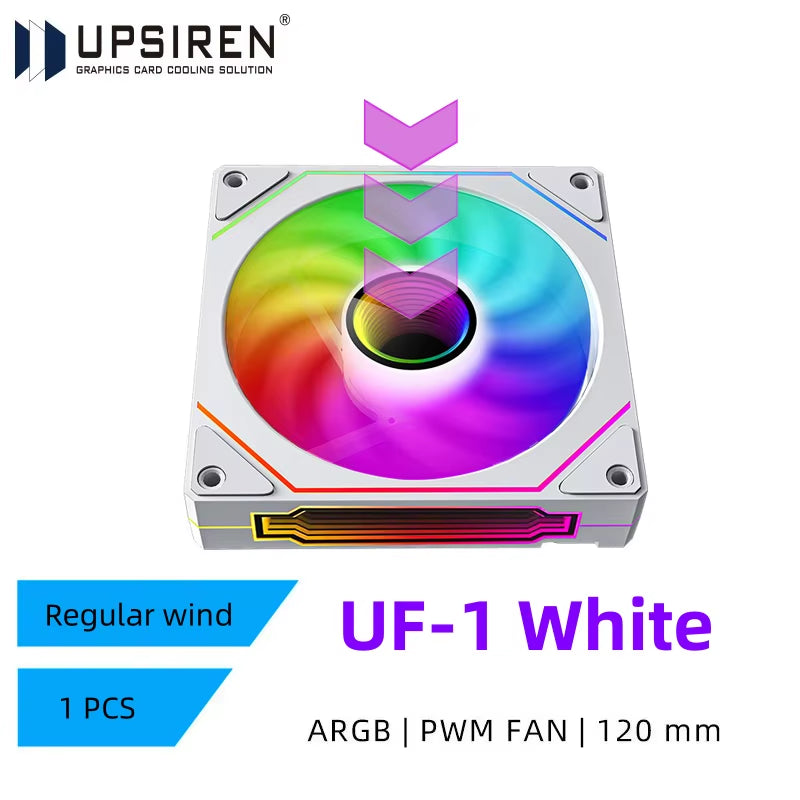 UPSIREN UF-1 PRISM 4 PRO Computer Chassis Fan 12Cm ARGB 4 Pin PWM Quiet Cooling Fan 12V Large Air Volume 45.2CFM/600-1500RPM